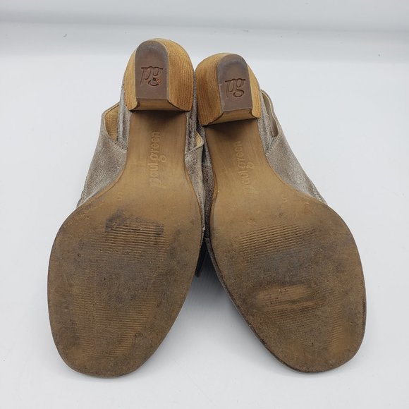 Paul Green Cayanne Bootie 7.5 Gold Distressed Leather Open Toe Side Zipper - Picture 9 of 9